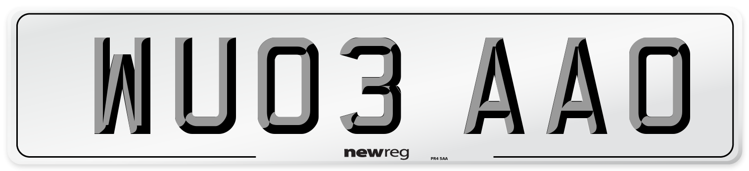 WU03 AAO Number Plate from New Reg